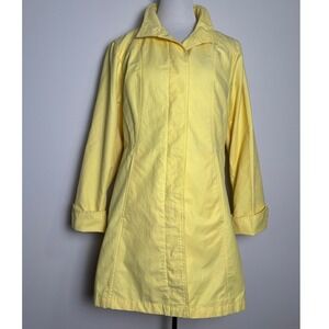 Eddie Bauer Womens Butter Yellow Rain Jacket M Light Mid Length Travel Commute